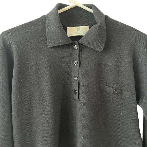 BALLANTYNE MERINO WOOL 2000 POLO SWEATER WOMENS 4 LUXURY PREPPY CLASSIC BLACK - Picture 3 of 13